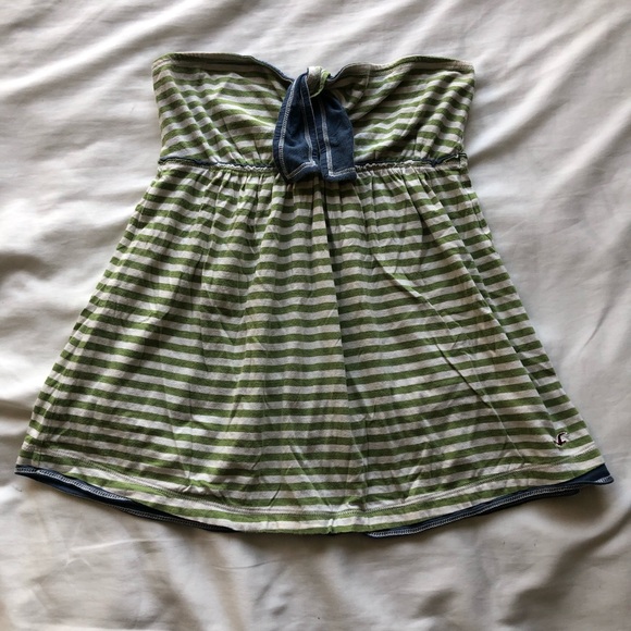 Hollister Tops - Y2K Hollister Green and White Striped Tube Top